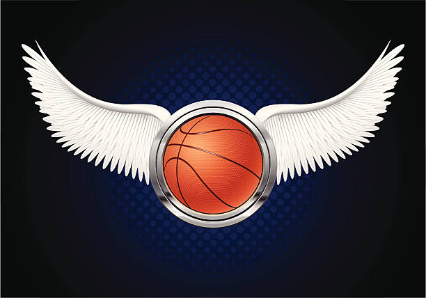a winged basketball illustration as editable vector file.